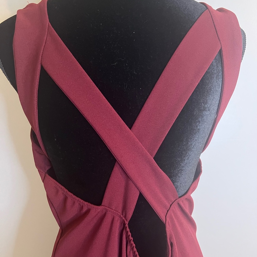 Elegant Burgundy Cross-Back Dress NWOT